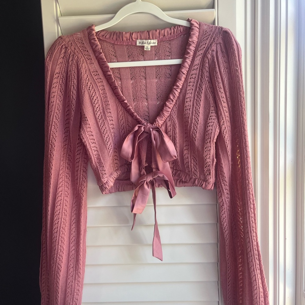 Pink Lace Tie-Front Top